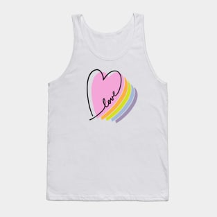 Pastel Rainbow Heart Love Letters Line Art Tank Top